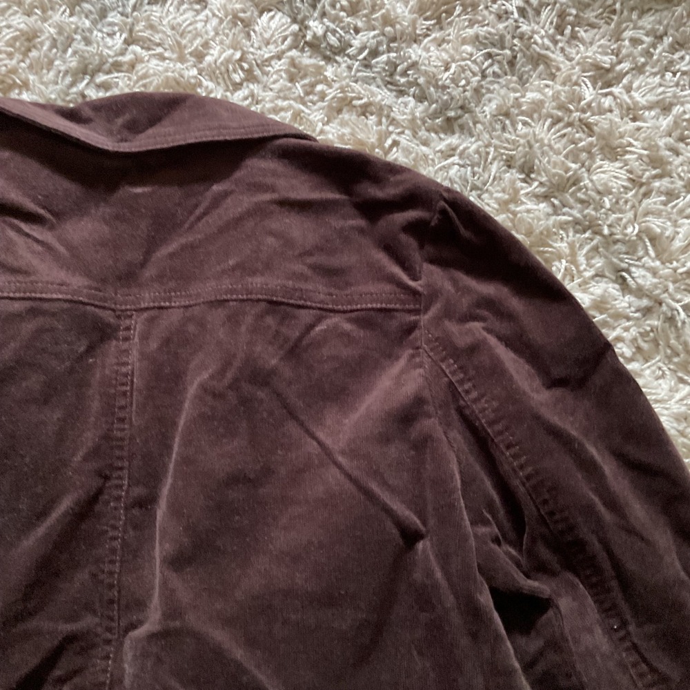 Loft Outlet Brown Corduroy Snap Front Jacket Womens Small Petite SP Utility - Picture 12 of 13